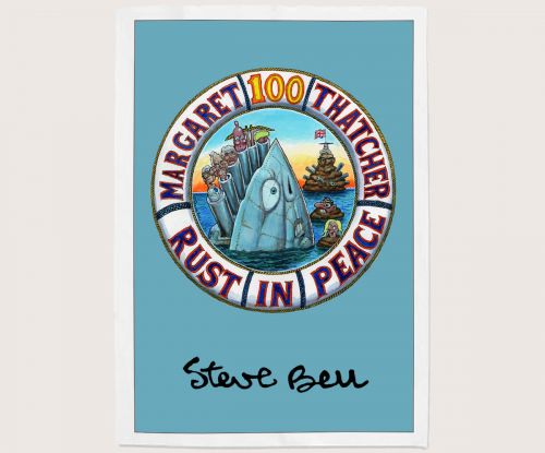 Steve Bell Thatcher Centenary tea towel